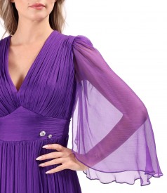 Short evening dress made of natural silk veil