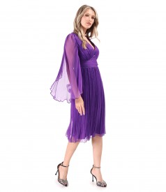 Short evening dress made of natural silk veil