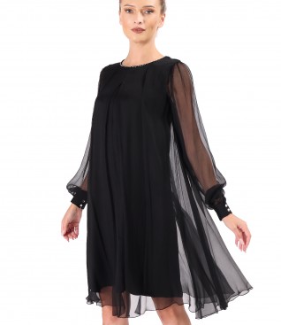 Natural silk voile evening dress