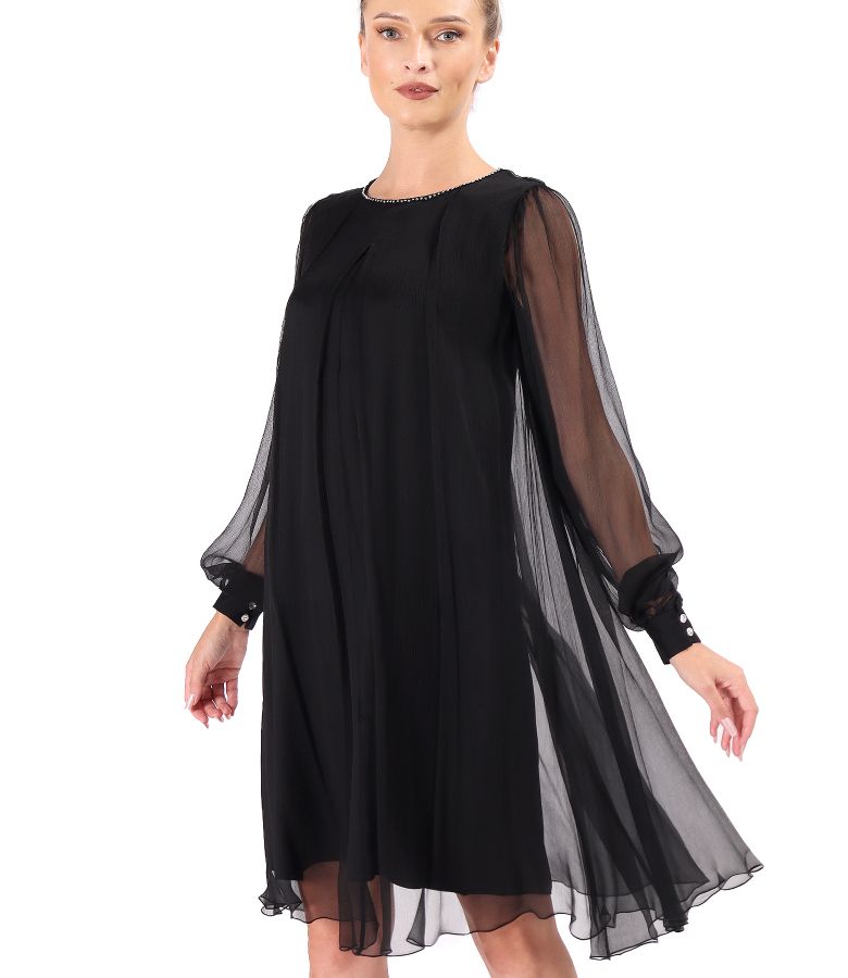 Natural silk voile evening dress