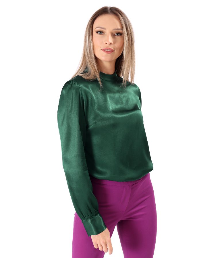 Elegant blouse with long sleeves made of viscose satin