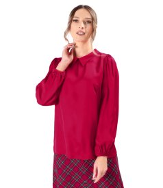 Long-sleeve satin viscose blouse