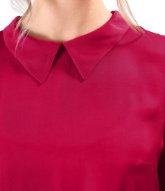 Long-sleeve satin viscose blouse