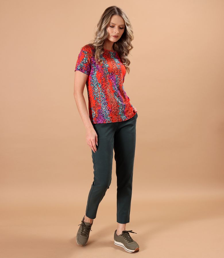 Elastic viscose jersey blouse
