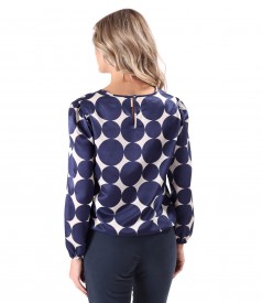 Long-sleeves blouse made of cotton with natural silk