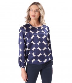 Long-sleeves blouse made of cotton with natural silk