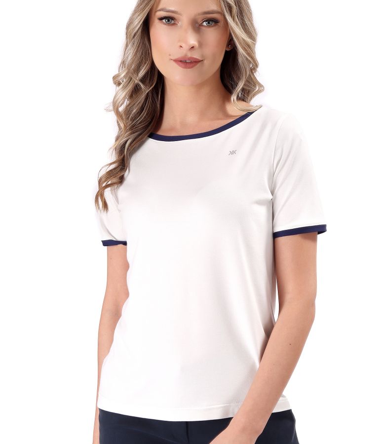 Elastic jersey blouse with contrasting trims