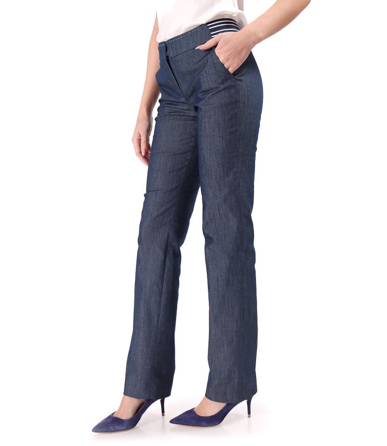 Straight-leg cotton pants with elastane, denim type