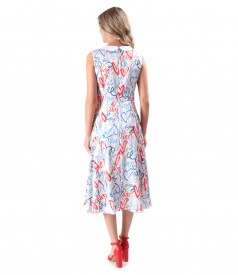 Viscose satin midi dress with lace collar