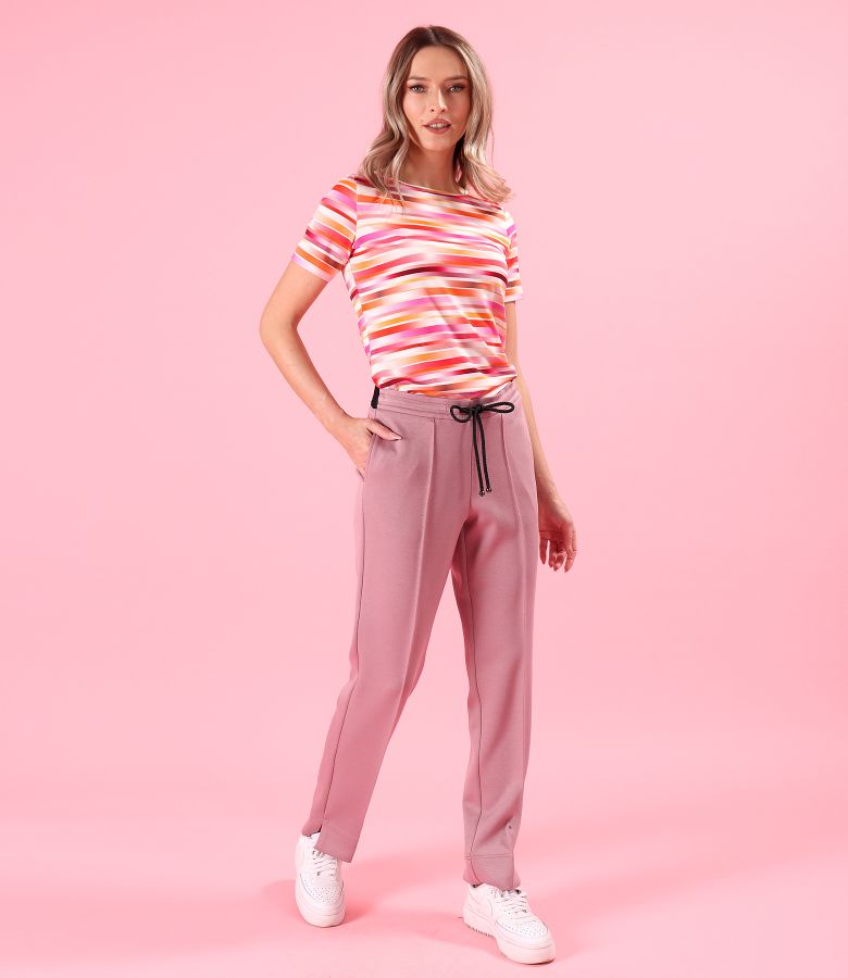 Blouse made of viscose elastic jersey printed with stripes