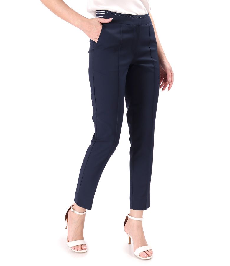 Elastic cotton pants with a decorative elastic band