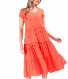 Midi viscose dress with ruffles