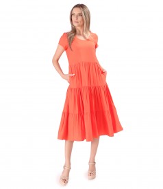 Midi viscose dress with ruffles