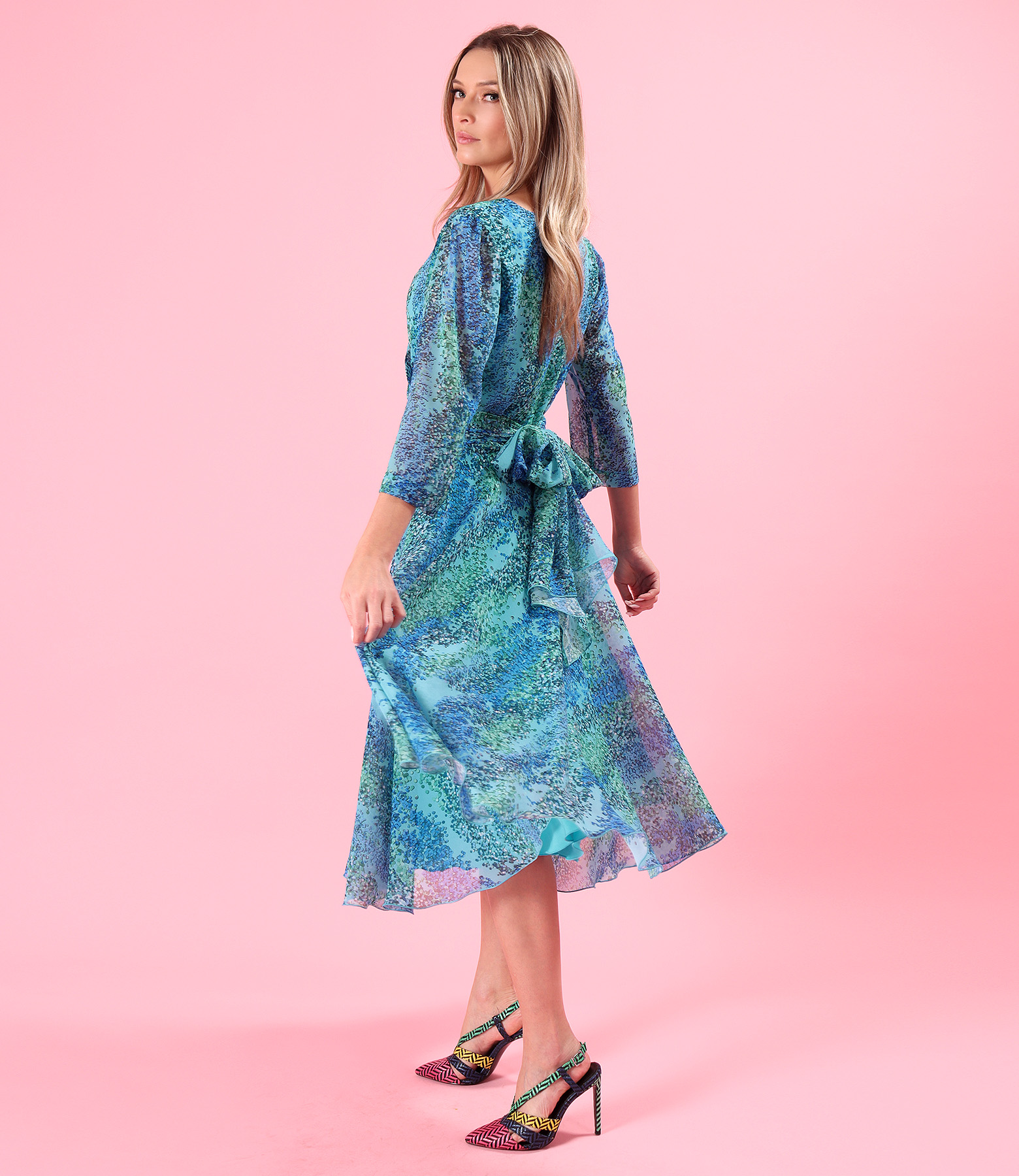 Elegant printed voile dress