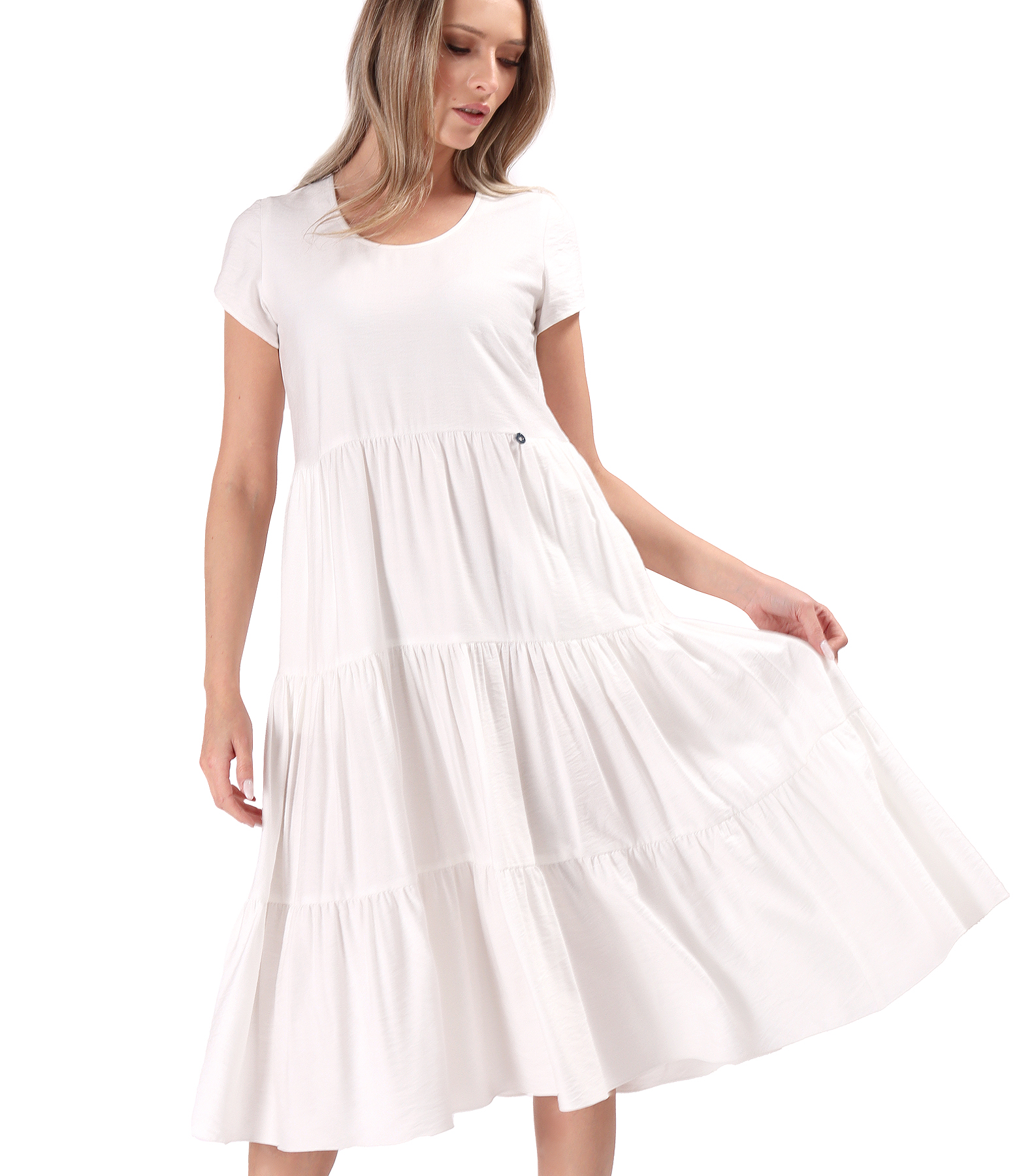 Midi viscose dress with ruffles