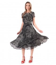 Elegant midi dress made of viscose printed with floral motifs
