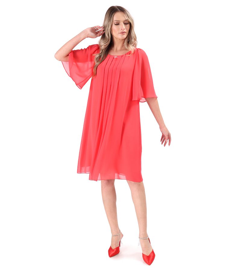 Elegant dress made of veil with flared sleeves