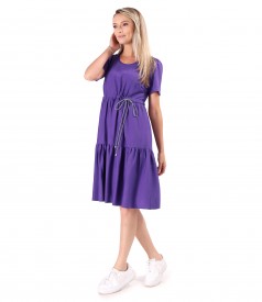 Ruffled dress made of wrinkled viscose with drawstring waist