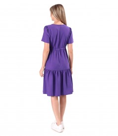 Ruffled dress made of wrinkled viscose with drawstring waist