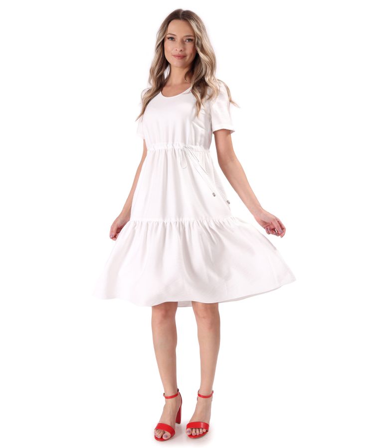Ruffled dress made of wrinkled viscose with drawstring waist