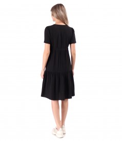 Ruffled dress made of wrinkled viscose with drawstring waist