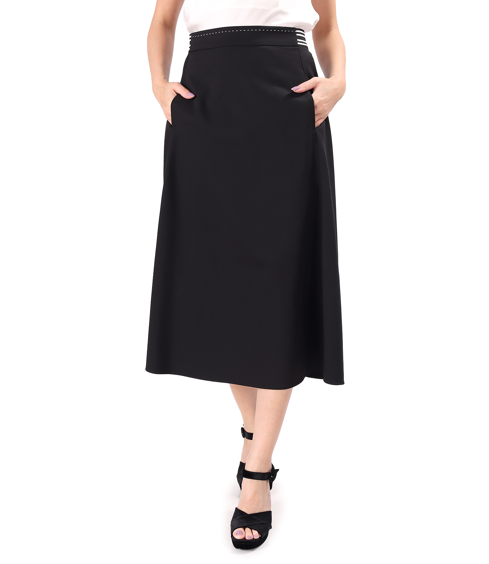 Elastic cotton skirt with a velvety look