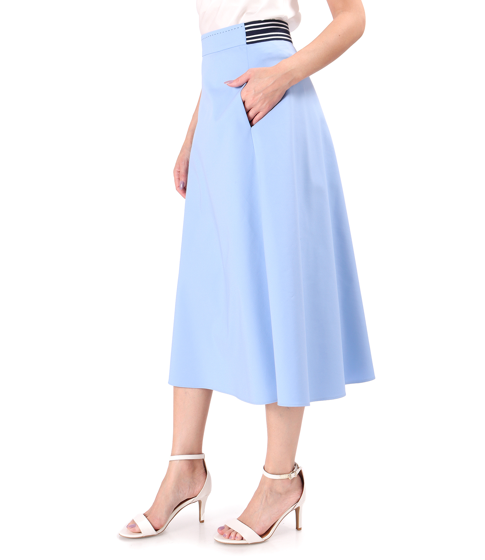 Elastic cotton skirt with a velvety look
