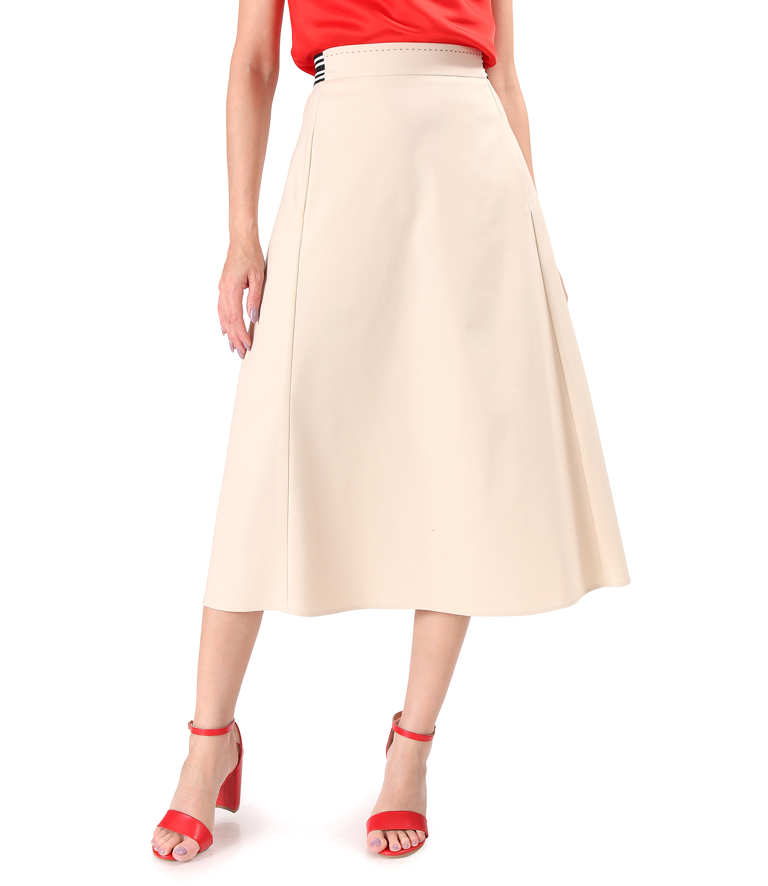 Elastic cotton skirt with a velvety look