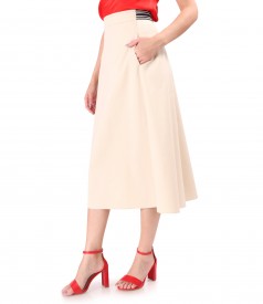 Elastic cotton skirt with a velvety look