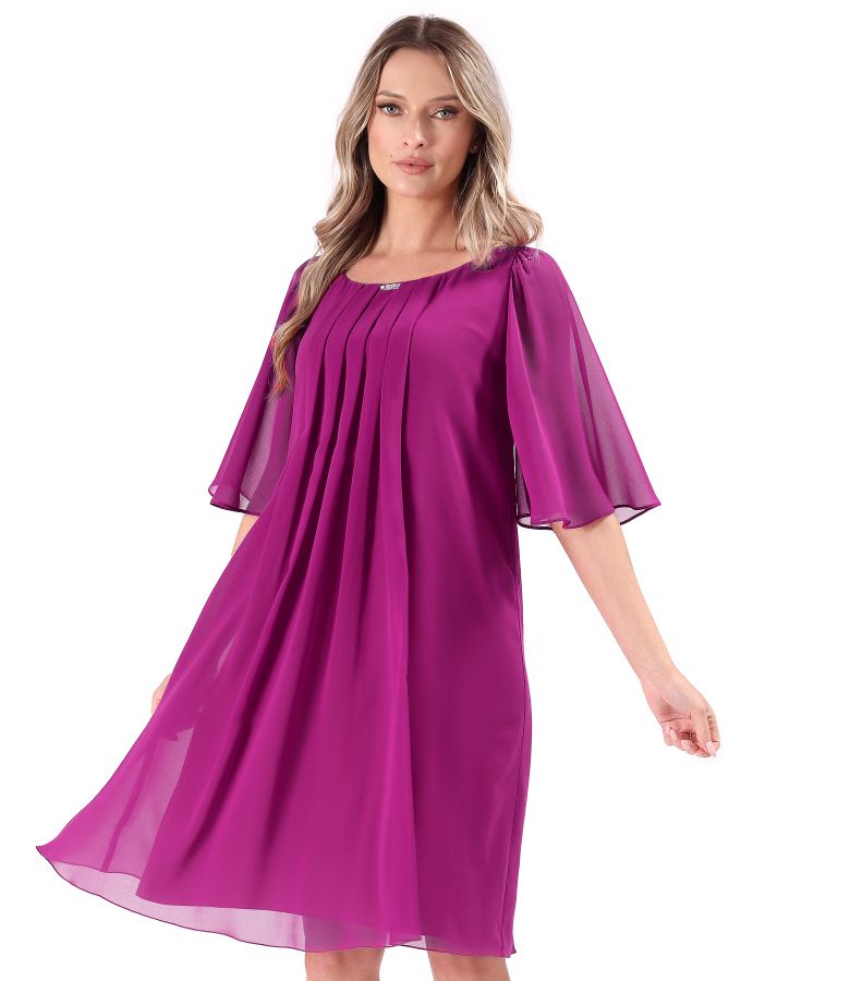 Elegant dress made of veil with flared sleeves