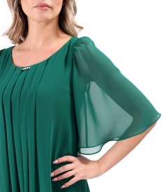Elegant dress made of veil with flared sleeves