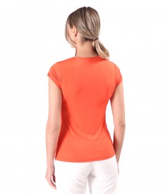 Elastic jersey t-shirt with folds