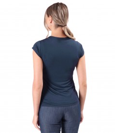 Elastic jersey t-shirt with folds