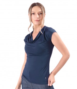 Elastic jersey t-shirt with folds