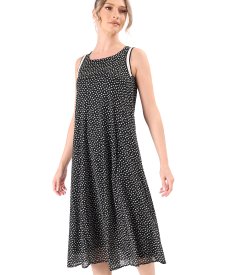 Midi jersey casual dress with elastic trim