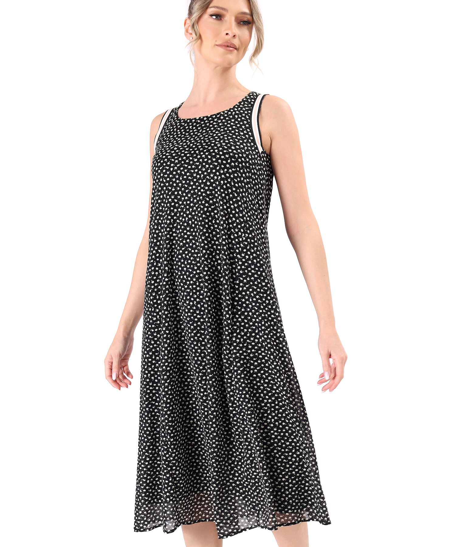 Midi jersey casual dress with elastic trim