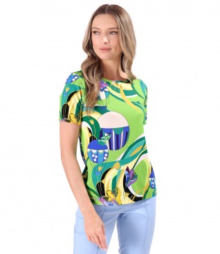 Blouse made of elastic viscose jersey