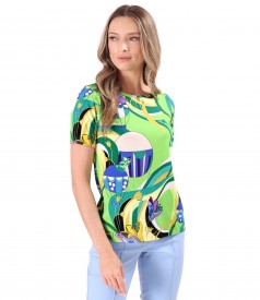 Blouse made of elastic viscose jersey