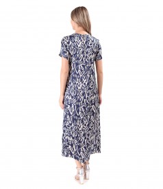 Satin viscose midi dress printed with hearts