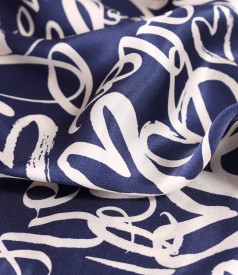 Satin viscose midi dress printed with hearts