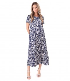 Satin viscose midi dress printed with hearts