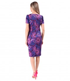 Elegant printed elastic cotton dress