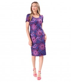 Elegant printed elastic cotton dress