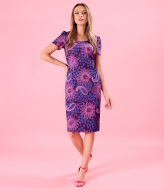 Elegant printed elastic cotton dress