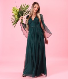 Long evening dress made of natural silk voile