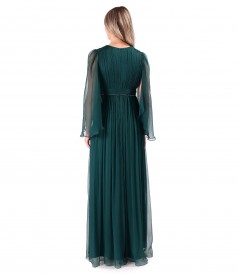 Long evening dress made of natural silk voile
