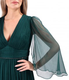 Long evening dress made of natural silk voile