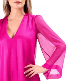 Natural silk chiffon evening dress