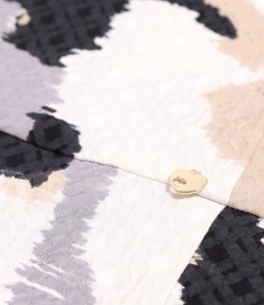 Elegant dress made of printed elastic brocade