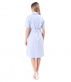 Shirt dress made of linen with cotton printed with stripes
